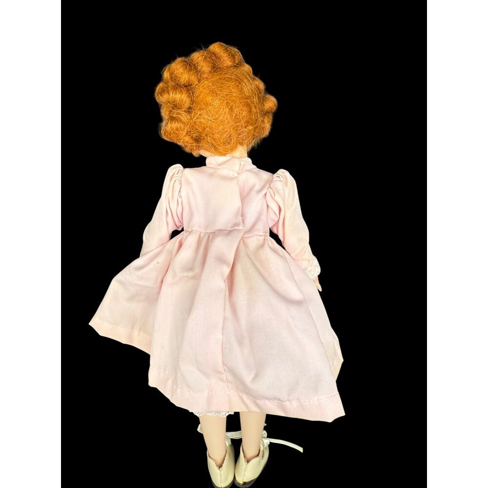 Vintage Porcelain Articulated Limbs Doll Red Hair In Pink Dress MARKED T.J. - Picture 6 of 8